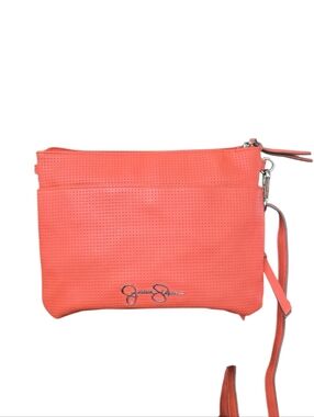 Jessica Simpson Coral Orange Perforated Faux Leather Crossbody Handbag